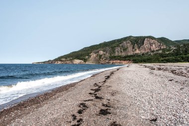 Cape Breton Adası Sahil Hattı 'nın panoramik manzarası Cabot Yolu manzaralı rotası, Nova Scotia Hghlands Kanada.