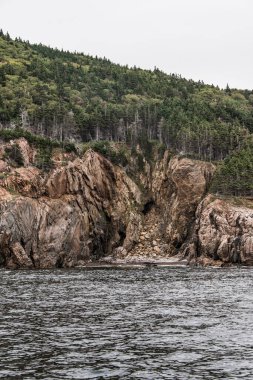 Cape Breton Adası Sahil Hattı 'nın panoramik manzarası Cabot Yolu manzaralı rotası, Nova Scotia Hghlands Kanada.