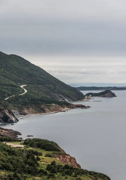 Panoramatický Výhled Malebnou Trasu Cabot Trail Pobřeží Ostrova Cape Breton — Stock fotografie