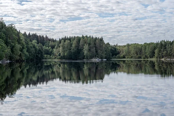 Lake Ragnerudssjoen Mirror Dalsland Sweden Beautiful Nature Forest Pinetree Swedish — Stock Photo, Image