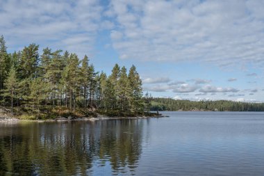 Dalsland İsveç 'teki Ragnerudssjoen Gölü. Güzel doğa ormanları..