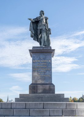 Stockholm İsveç 27.09.2021 Stockholm 'deki Kral III. Gustav Anıtı, 1771' den 1792 'deki suikastına kadar İsveç Kralı..