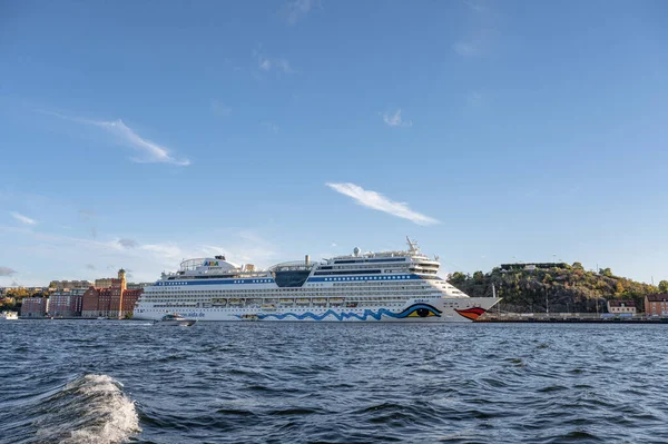 Stockholm Sverige 2021 Kryssningsfartyg Aidasol Hamn Solig Dag Drivs Aida — Stockfoto