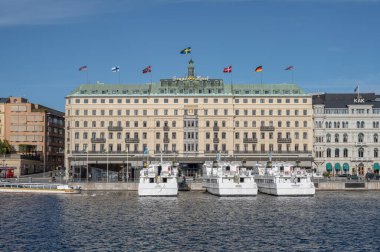 STOCKHOLM SWEDEN 27.09.2021 Grand Hotel beş yıldızlı otel Nobel ödüllü geleneksel misafirler oteli.