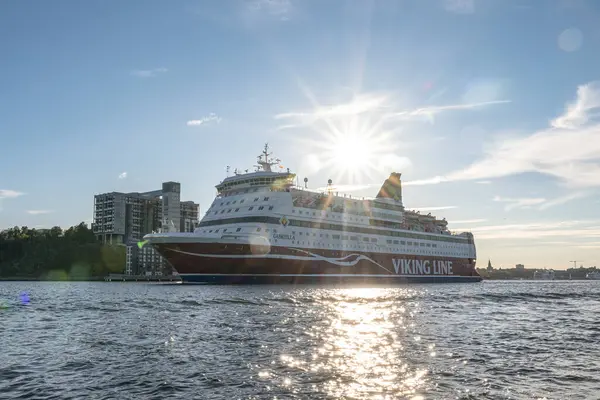 2021 Στοκχόλμη Σουηδία Κρουαζιέρα Πλοίο Viking Line Κρουαζιερόπλοιο Υδάτινα Κανάλια — Φωτογραφία Αρχείου