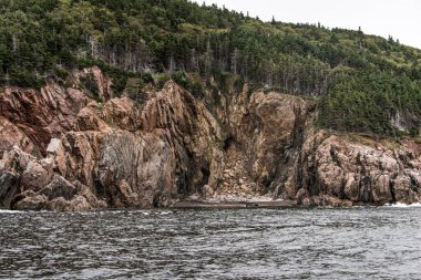 Cape Breton Adası Sahil Hattı 'nın panoramik manzarası Cabot Yolu manzaralı rotası, Nova Scotia Hghlands Kanada.