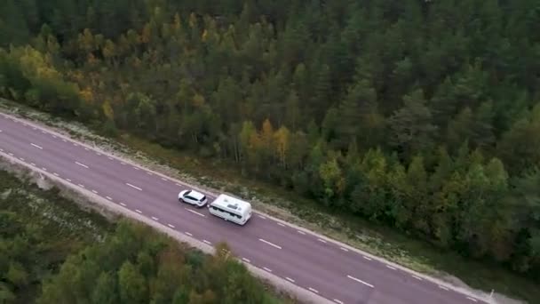 Caravan Camping Driving E45 Highway Road Wilderness Middle Sweden Towns — Wideo stockowe