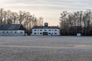Ana güvenlik Binası, girişinin de dachau toplama kampı, dachau, Almanya.