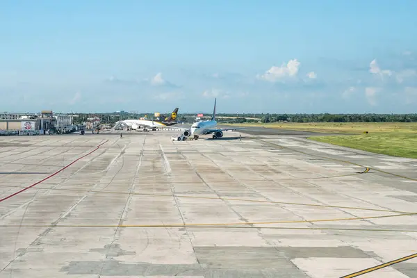 Panama Delta Avion Ligne Américain Départ Aéroport Prêt Pour Décollage — Photo