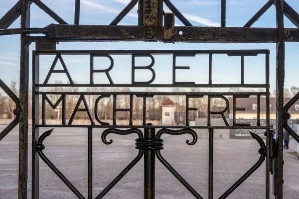 Dachau Germany Work Sets You Free Sign Gates Dachau Concentration — Stock Photo, Image
