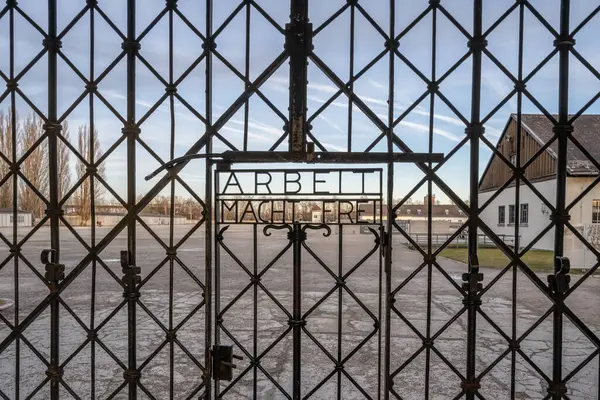 Dachau Germania Lavoro Libera Dai Cancelli Del Campo Concentramento Dachau — Foto Stock
