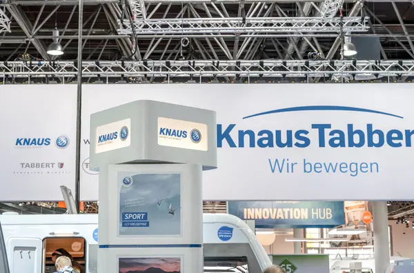 Duesseldorf Alemanha 2019 Logotipo Fabricante Caravanas Knaus Durante Exposição Salões Imagens De Bancos De Imagens
