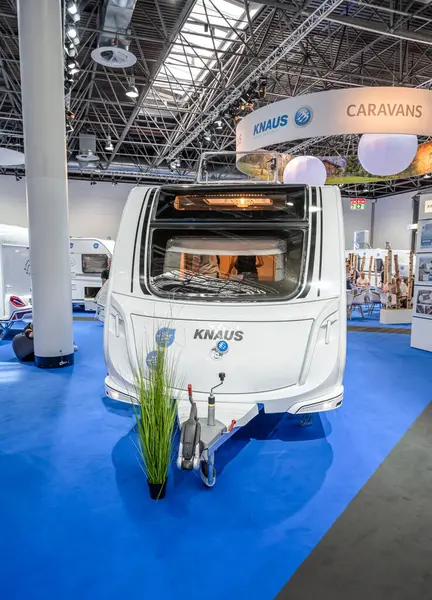 Duesseldorf Alemania 2019 Una Caravana Del Fabricante Knaus Durante Feria Fotos de stock libres de derechos