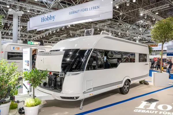 Duesseldorf Alemania 2019 Hobby Fabricante Camping Calidad Económica Durante Caravan Imágenes de stock libres de derechos
