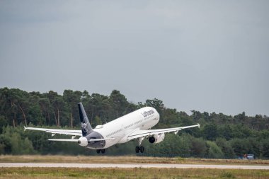 Frankfurt Germany 11.08.19 Lufthansa Airbus A321-231 departure at Fraport Airport D-AISO. clipart