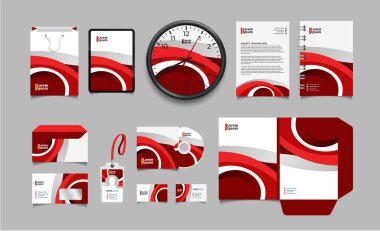 Dijital elementlerle kurumsal Brand Kimlik Mokup seti. Klasik tam kırtasiye şablonu tasarımı. Düzenlenebilir vektör illüstrasyonu: Kartvizit, Çanta, kimlik kartı, zarf, kupa, antet, kalem vs..