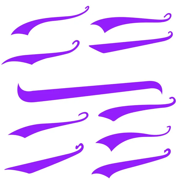 Purple Swirls Swoosh Marks Vector Hand Drawn Highlighter Accent Line — 스톡 벡터
