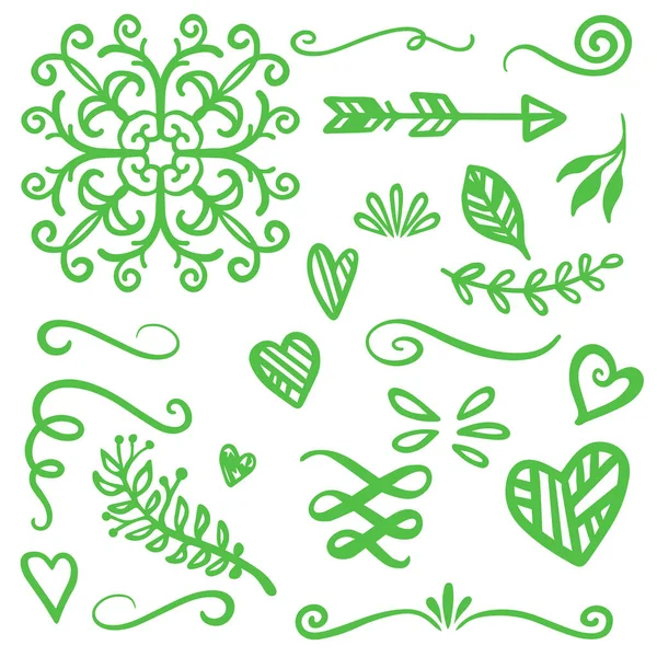 Green Swirls Swash Logo Ornament Design — Vetor de Stock