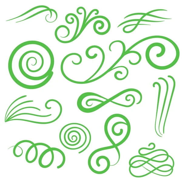 Green Swirls Swash Logo Ornament Design — ストックベクタ