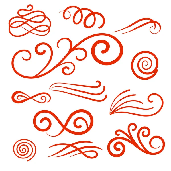 Red Swirls Swash Logo Ornament Design — ストックベクタ