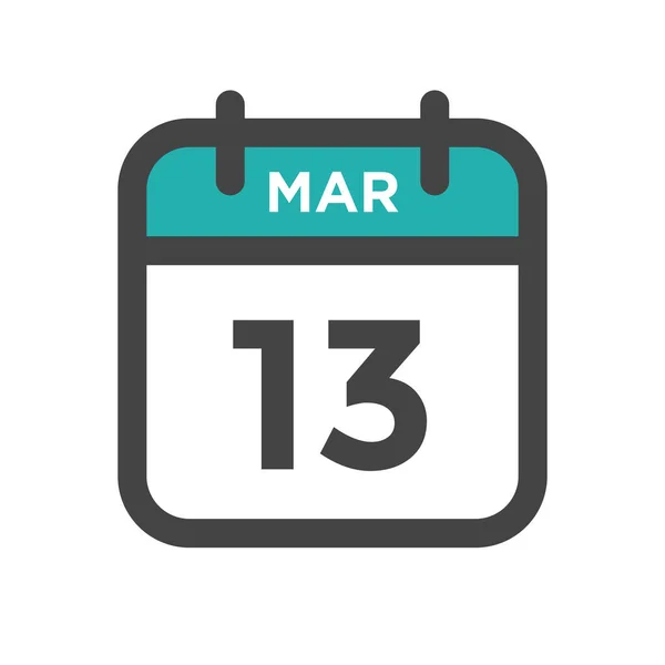 Marzo Día Del Calendario Fecha Calendario Para Fecha Límite Cita — Vector de stock