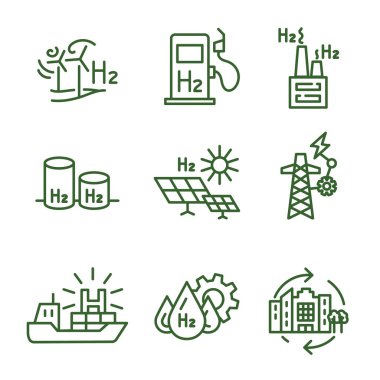 Yeşil Enerji Simgesi Ayarlı Temiz Hidrojen Üretimi
