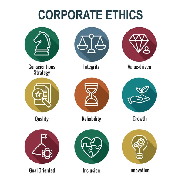 Επιχειρηματική Και Εταιρική Ηθική Εμφάνιση Εταιρικών Αξιών — Διανυσματικό Αρχείο
