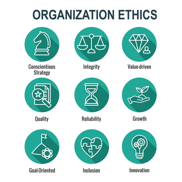 Business Corporate Ethics Showing Company Values Outline Icon Set — Stockový vektor