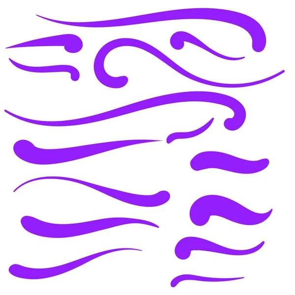 Purple Swirls Swoosh Marks Mit Vector Hand Gezeichneten Highlighter Accent — Stockvektor