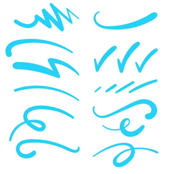 Tourbillons Bleus Avec Swoosh Vector Accent Line Work — Image vectorielle