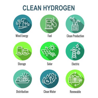 Yeşil Enerji Simgesi Ayarlı Temiz Hidrojen Üretimi