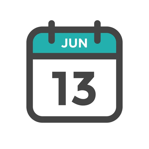 6月13日カレンダーの日又は予定日 — ストックベクタ