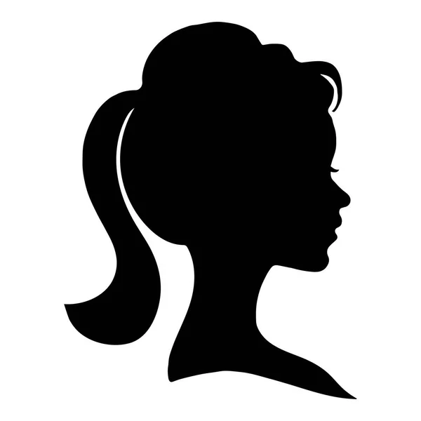 Siluet Sisi Afrika Amerika Dengan Rambut Curly Dan Wajah Cantik - Stok Vektor