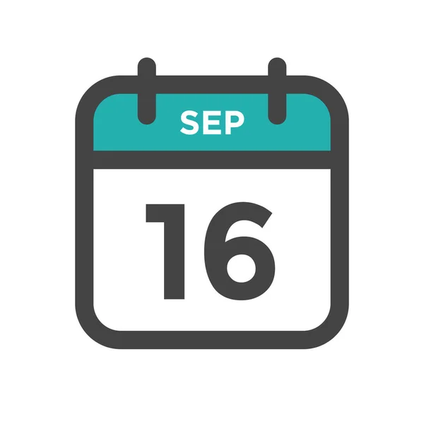 九月十六日历日或日历截止日及预约日期 — 图库矢量图片