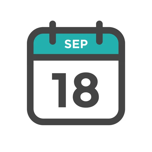九月十八日历日或日历截止日及预约日期 — 图库矢量图片