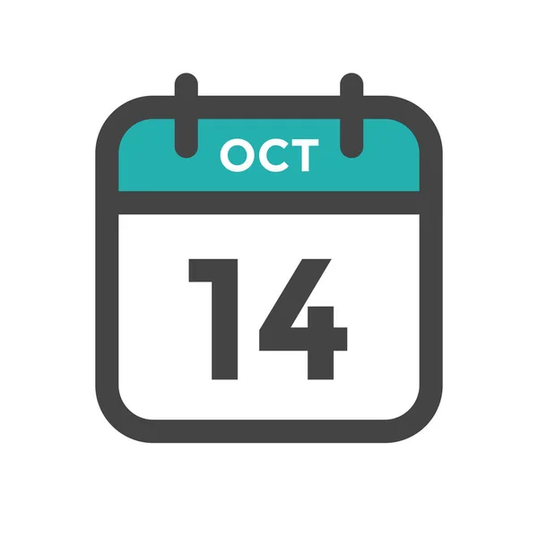 十月十四日历日或日历截止日及预约日期 — 图库矢量图片