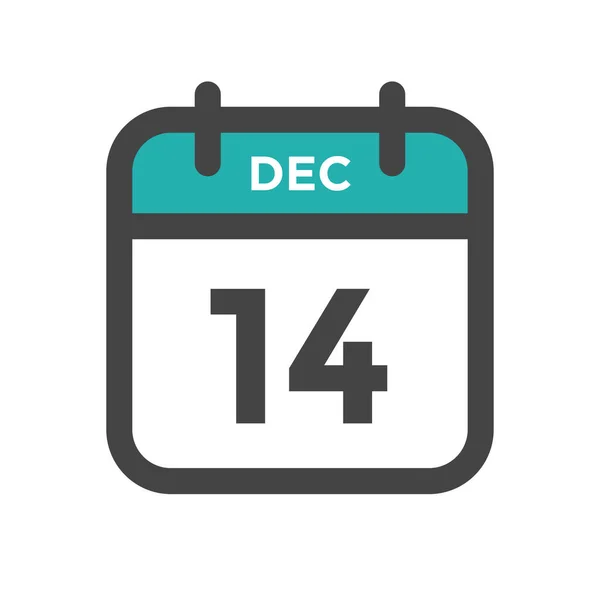 十二月十四日历日或日历截止日及预约日期 — 图库矢量图片
