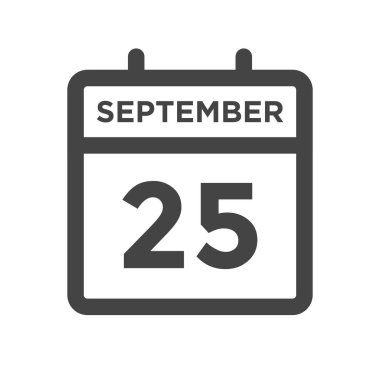 September 25 Calendar Day Calender Date for Deadline or Appointment clipart