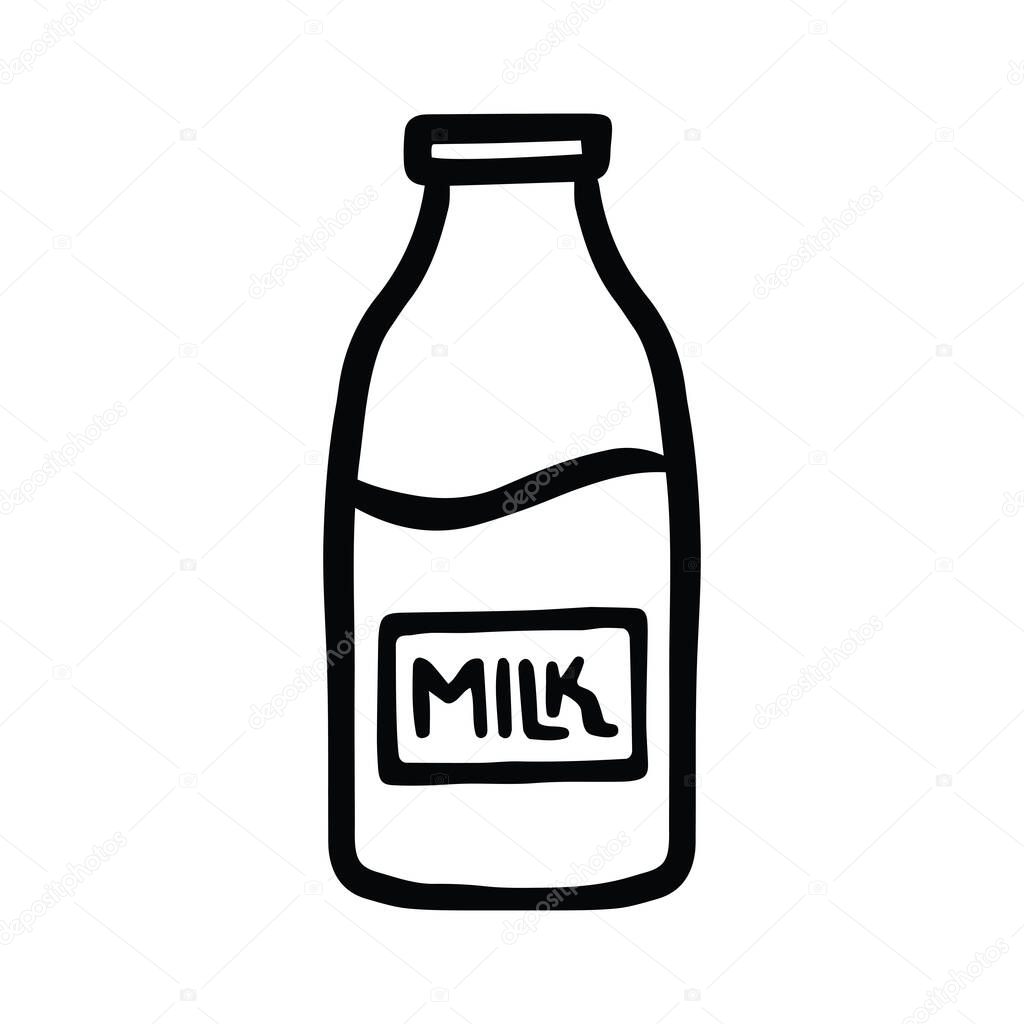 Milk Carton Jug Bottle Jar Icon Hand Drawn - Black and White-Thick Lines SVG