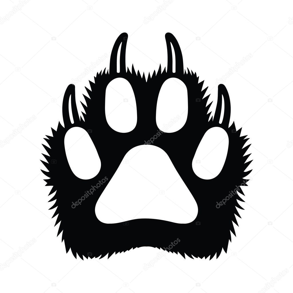Bear claw Paw Print Icon Hand Drawn Black White Thick Lines SVG