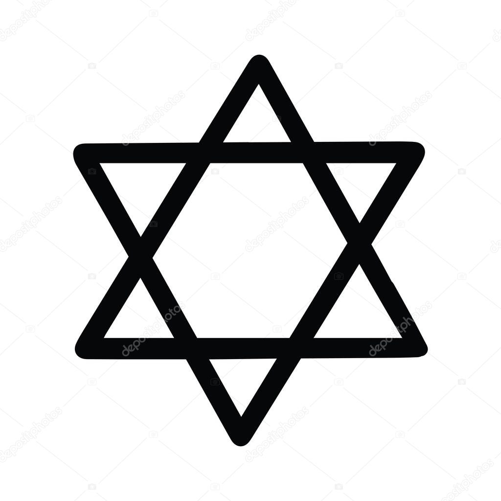 Hand Drawn Six-Pointed Star of David Icon Jewish Symbol