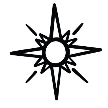 Yıldız El Çizimi - Siyah ve Beyaz Kalın Çizgiler