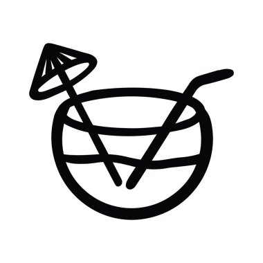 Fishbowl Kokteyli - Şemsiye İçme Şemsiyesi Siyah ve Beyaz Çizgiler