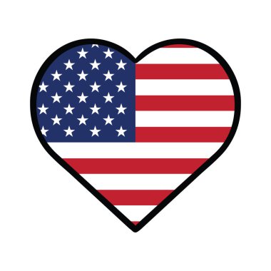Yıldız ve Çizgili ABD Bayrak Kalbi - Bir Kalp Şekli