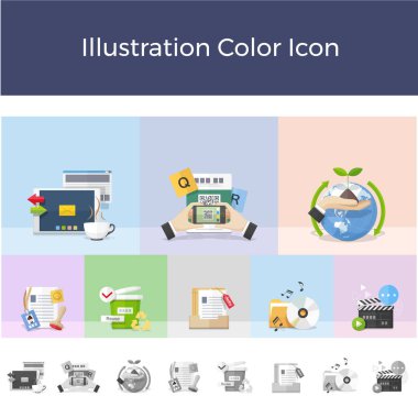 Resim renk vektörü simgesi çöp kutusu video müzik özgeçmişi simgesini ayarla