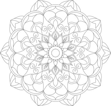 Duvar Sanatı, Kumaş Yazıları ve Dijital Arkaplan için Çiçek ve Geometrik Mandala İllüstrasyonu