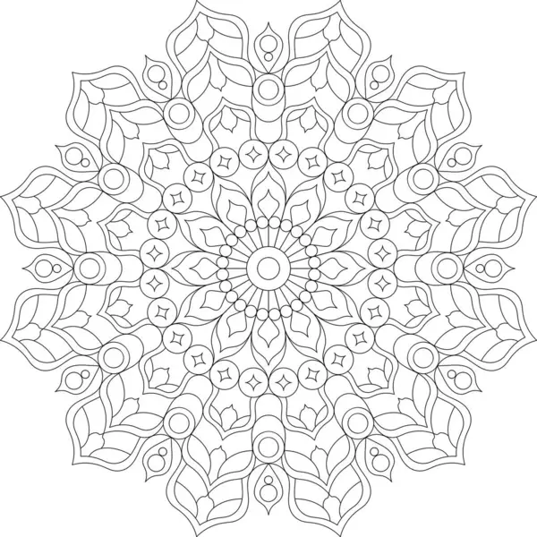 Dengeli bir yapısı olan geometrik mandala deseni, farkındalık sanatı için mükemmel, kutsal geometri tasarımları, dövme kalıpları, ve zarif arka planlar..