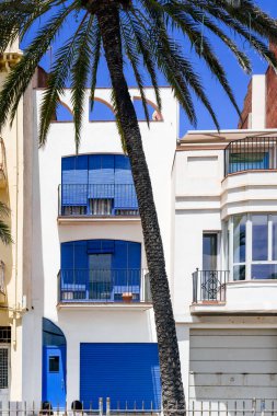 Coastal Urban Charm: Badalona, İspanya 'da Palmiye Ağacı ve Mavi Balkonlar