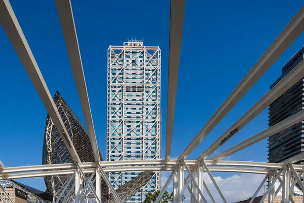 BARCELONA, İSPAN - 16 Ağustos 2024. Akdeniz 'in önündeki Vila Olimpica bölgesindeki Otel Sanatları, Barselona, İspanya