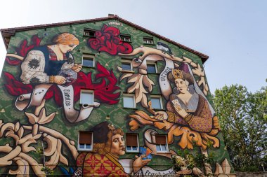 Laguardia 'daki eski cadde, lav, Bask Ülkesi, İspanya